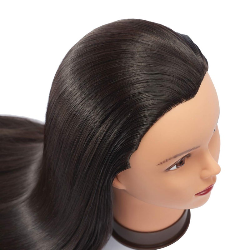 Headfix 26in-28in Long Hair Mannequin Head Stnthetic Fiber Hairdresser Practice Styling Training, Cosmetology Manikin Doll Head With Clamp Stand (6F1919LB0220) - Image 3